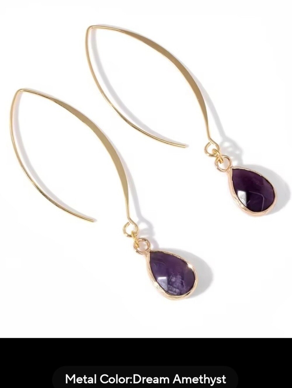 🖤💜NEW🖤💜 PRETTY!! Faceted Water Drop DREAM AMETHYST Long Hook Dangle Earrings